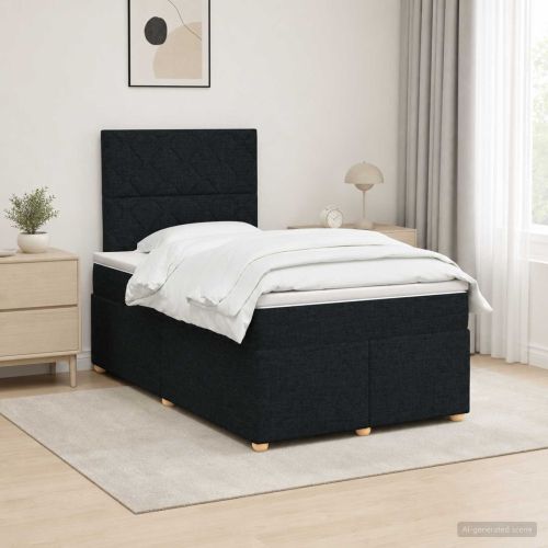 Континентално легло с матрак Черно 120 x 190 cm Текстил