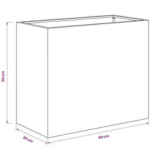 Градинска саксия Бяло 60 x 30 x 50 см Студено валцована стомана