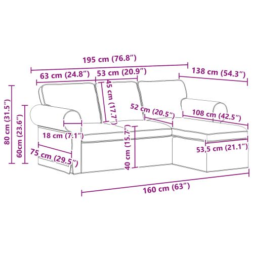 Диван Тъмен сив 195 x 138 x 80 см текстил