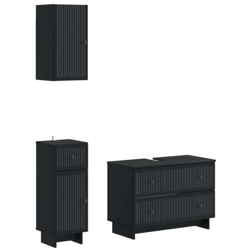 3 частен комплект за баня EDE Черно Инженерна дървесина
