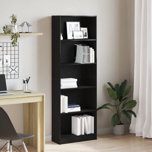Рафт за книги 60 x 24 x 176 см Инженерна дървесина Черния дъб
