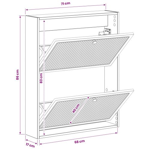 Стенно шкафче за обувки EDE 71 x 17 x 86 см Инженерна дървесина