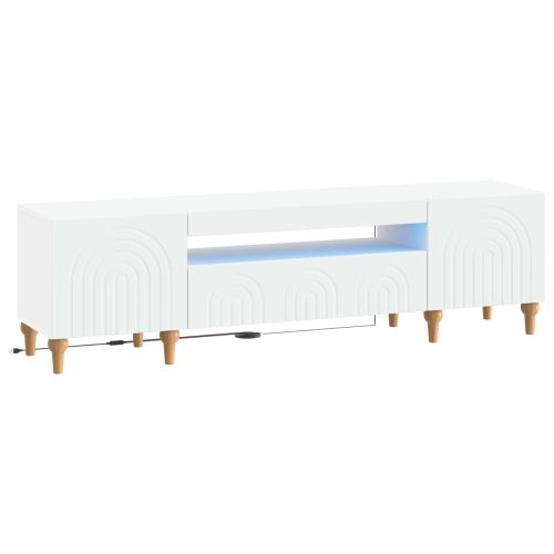 LED телевизионен кабинет ALKMAAR 153 x 35 x 43 см Бяло