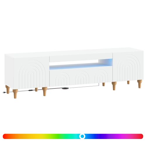LED телевизионен кабинет ALKMAAR 153 x 35 x 43 см Бяло