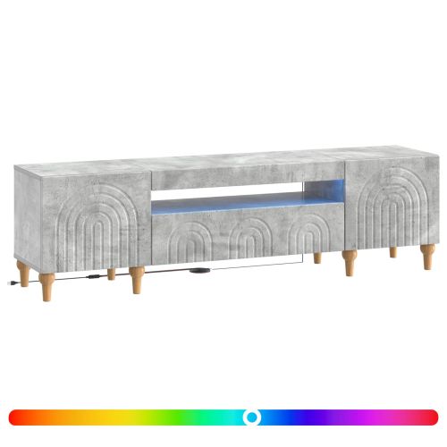 LED телевизионен кабинет ALKMAAR 153 x 35 x 43 см Бетонно сиво