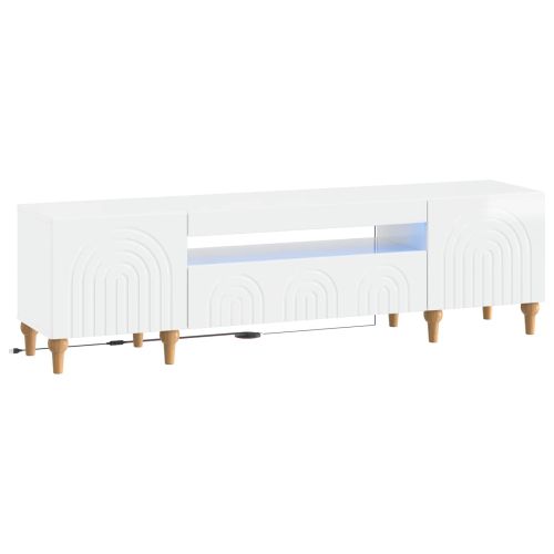 LED телевизионен кабинет ALKMAAR 153 x 35 x 43 см Бял гланц