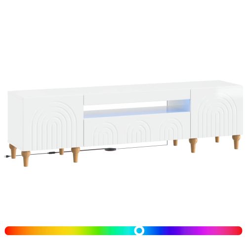 LED телевизионен кабинет ALKMAAR 153 x 35 x 43 см Бял гланц