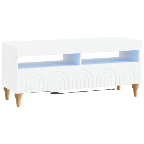 LED телевизионен кабинет ALKMAAR 100 x 35 x 43 см Бяло