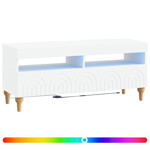 LED телевизионен кабинет ALKMAAR 100 x 35 x 43 см Бяло
