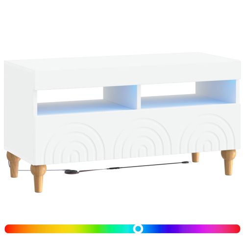 LED телевизионен кабинет ALKMAAR 81 x 35 x 43 см Бяло