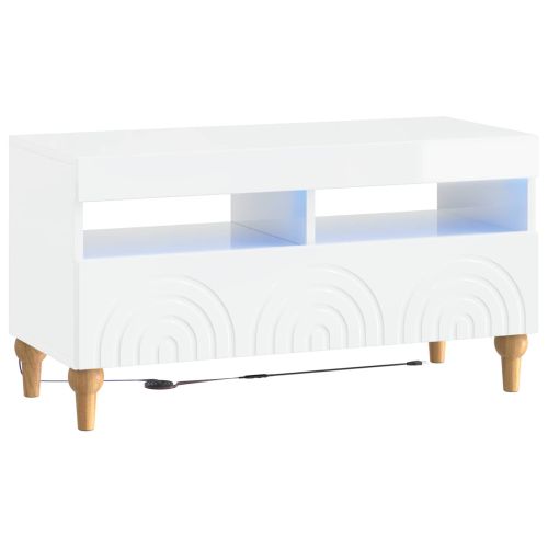 LED телевизионен кабинет ALKMAAR 81 x 35 x 43 см Бял гланц