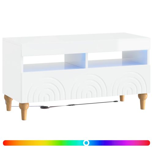 LED телевизионен кабинет ALKMAAR 81 x 35 x 43 см Бял гланц