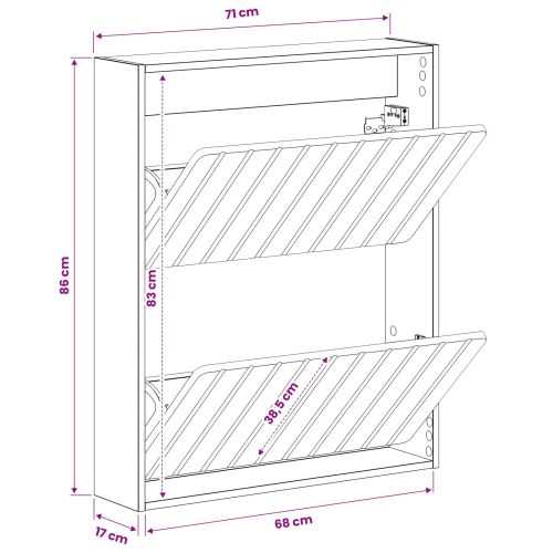 Стенно шкафче за обувки ZWOLLE 71 x 17 x 86 см Сив Сонома