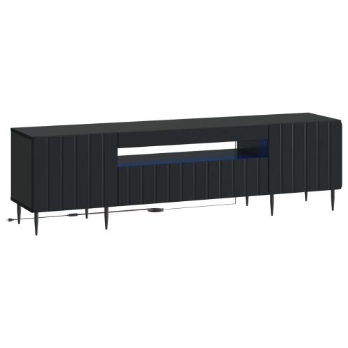 LED телевизионен кабинет Черно Инженерна дървесина