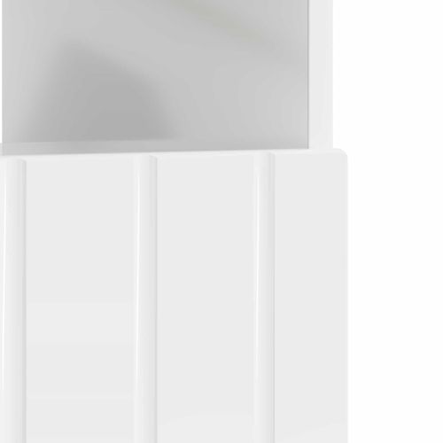 LED телевизионен кабинет Бял гланц Инженерна дървесина