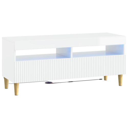 LED телевизионен кабинет ARNHEM 100 x 35 x 43 см Бял гланц