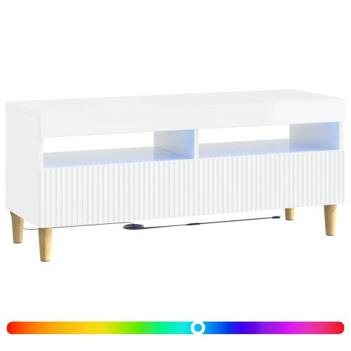 LED телевизионен кабинет ARNHEM 100 x 35 x 43 см Бял гланц