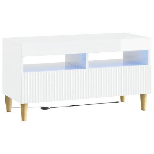 LED телевизионен кабинет ARNHEM 81 x 35 x 43 см Бял гланц