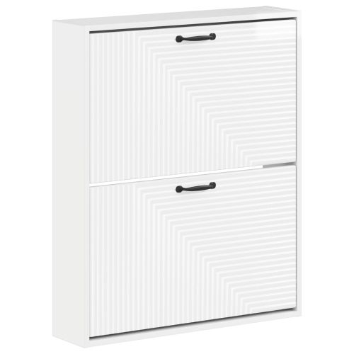 Стенно шкафче за обувки HAARLEM 71 x 17 x 86 см Бял гланц
