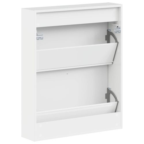 Стенно шкафче за обувки HAARLEM 71 x 17 x 86 см Бял гланц