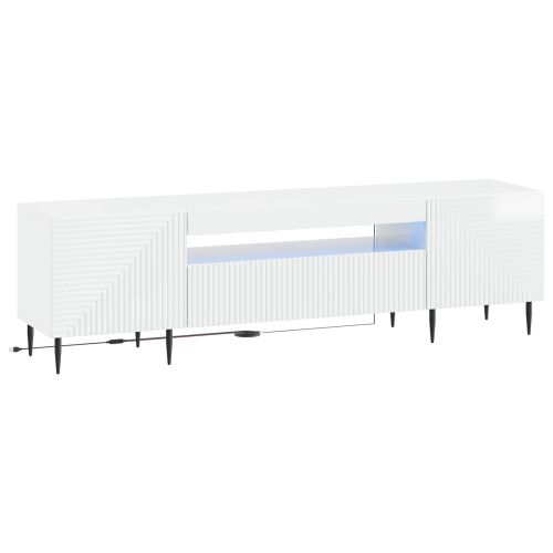 LED телевизионен кабинет HAARLEM 153 x 35 x 43 см Бял гланц