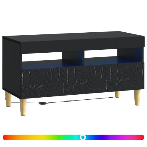 LED телевизионен кабинет Черно Инженерна дървесина