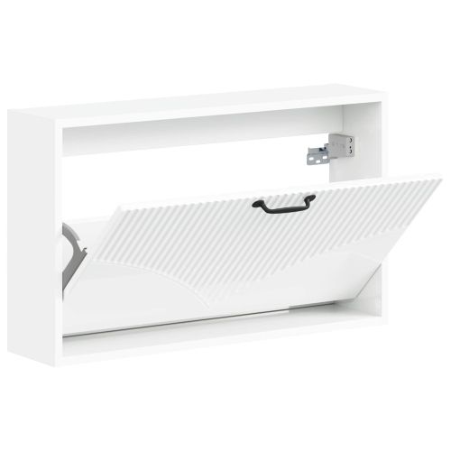 Стенно шкафче за обувки HOORN 71 x 17 x 43 см Бял гланц