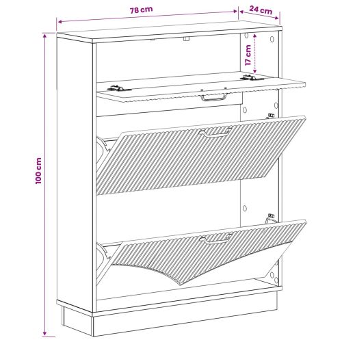 Шкаф за обувки HOORN 78 x 24 x 100 см Инженерна дървесина