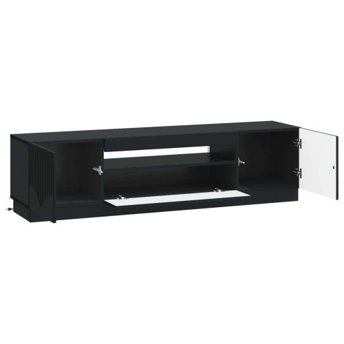 LED телевизионен кабинет Черно Инженерна дървесина