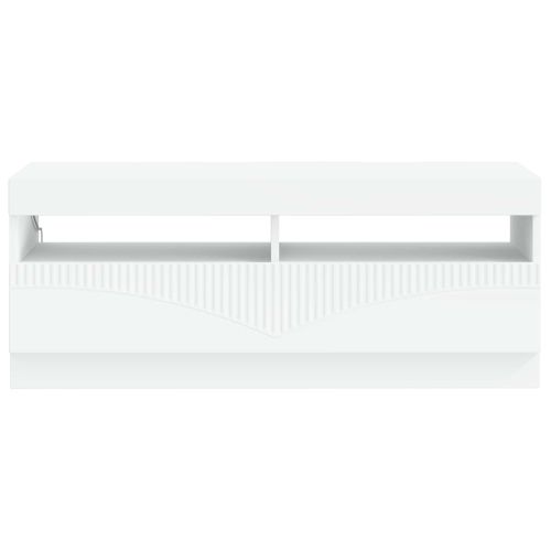 LED телевизионен кабинет Бяло Инженерна дървесина