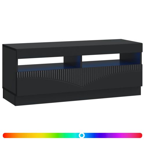 LED телевизионен кабинет Черно Инженерна дървесина