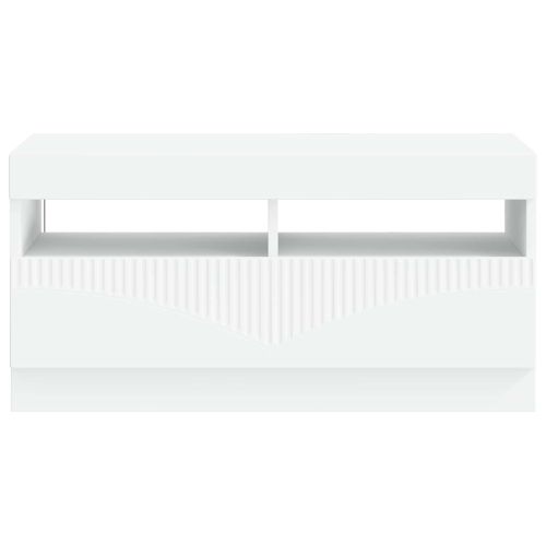 LED телевизионен кабинет Бяло Инженерна дървесина