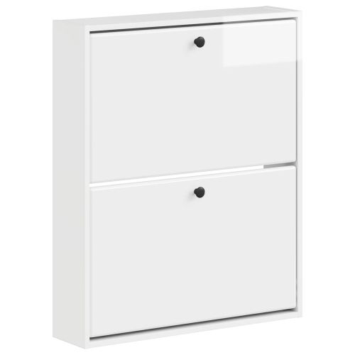 Стенно шкафче за обувки BREDA 71 x 17 x 86 см Бял гланц
