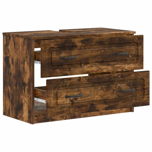 Шкаф за мивка в баня UTRECHT Опушен дъб 82 x 41 x 56 см