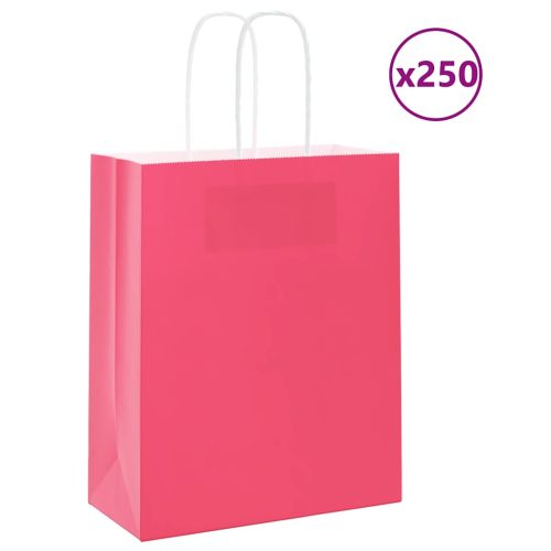 Хартиени торбички 250 бр с дръжки розови 18x8x22 см