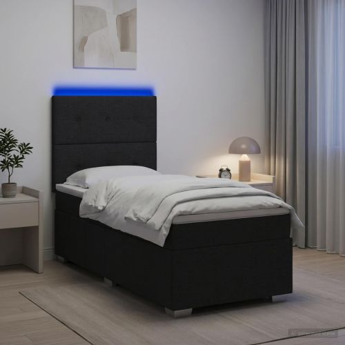 LED легло с матрак с LED ленти Черно 90 x 190 cm Текстил