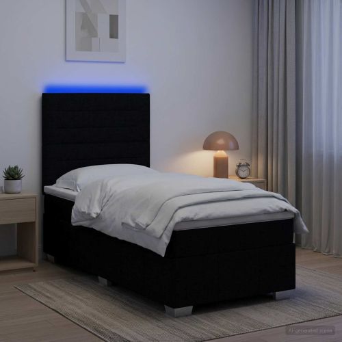 LED легло с матрак с LED ленти Черно 90 x 200 cm Текстил