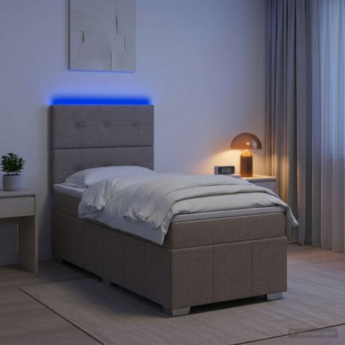 LED легло с матрак с LED ленти Таупе 90 x 200 cm Текстил