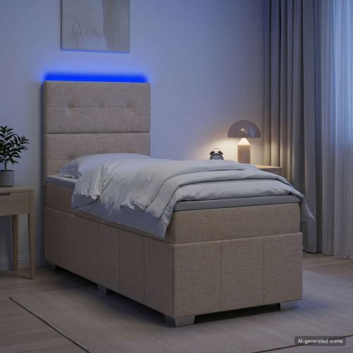 LED легло с матрак с LED ленти Кремаво 90 x 200 cm Текстил