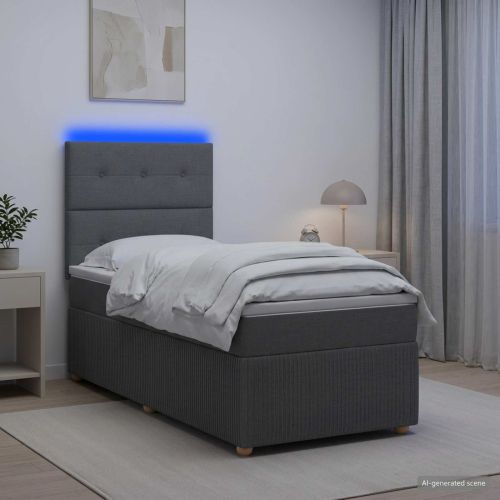 LED легло с матрак с LED ленти Тъмносиво 80 x 200 cm Текстил