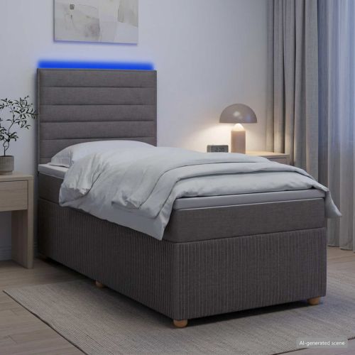 LED легло с матрак с LED ленти Таупе 90 x 190 cm Текстил