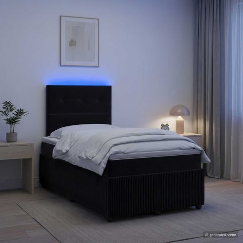 LED легло с матрак с LED ленти Черно 120 x 190 cm Кадифе