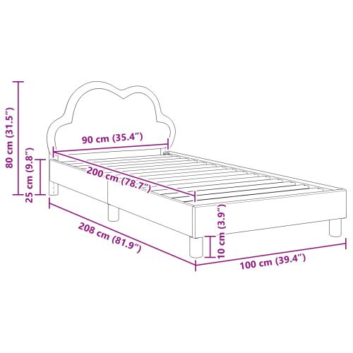 Легло за деца с табла Розово 90 x 200 cm PU