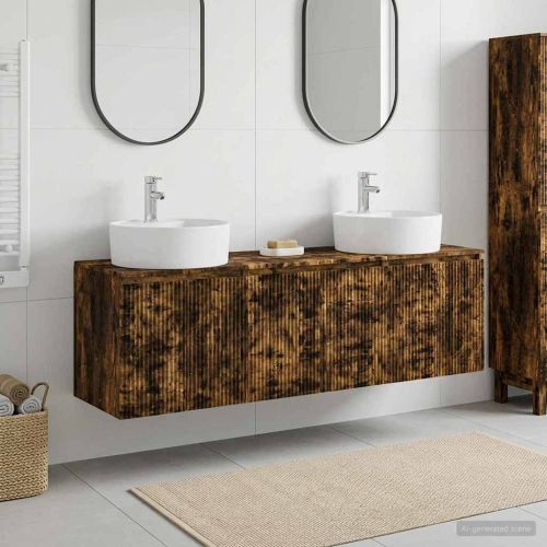 Комплект шкафове за баня 3 бр. Опушен дъб 49,5 x 44,5 x 65 см