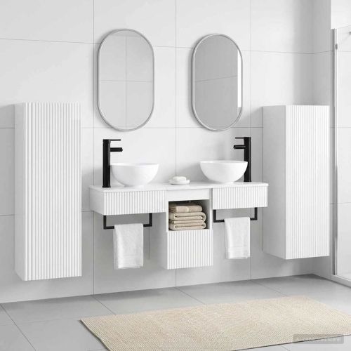 Комплект мебели за баня 5 бр. Бял гланц 33 x 34,5 x 100 см