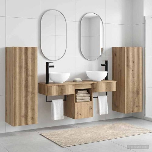 Комплект мебели за баня 5 бр. Дъб артизан 33 x 34,5 x 100 см
