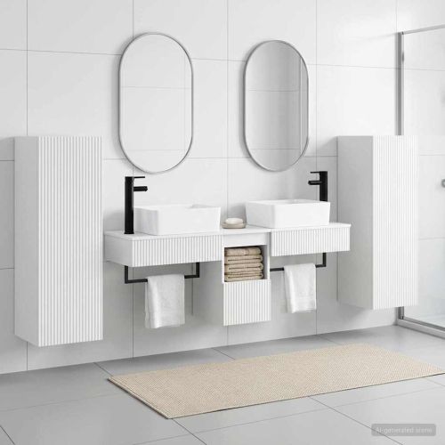 Комплект мебели за баня 5 бр. Бял гланц 33 x 34,5 x 100 см