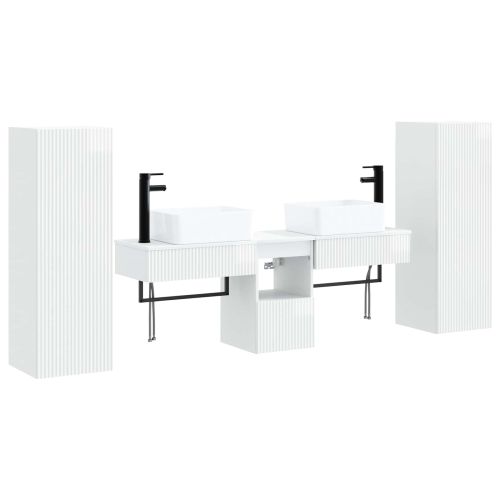 Комплект мебели за баня 5 бр. Бял гланц 33 x 34,5 x 100 см