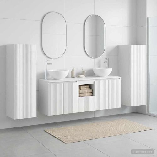 Комплект мебели за баня 5 бр. Бял гланц 33 x 34,5 x 100 см
