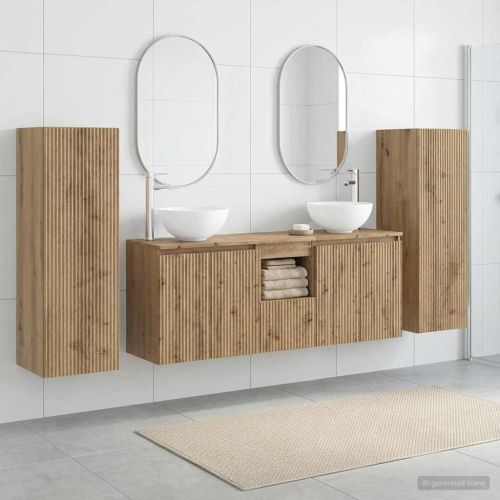 Комплект мебели за баня 5 бр. Дъб артизан 33 x 34,5 x 100 см